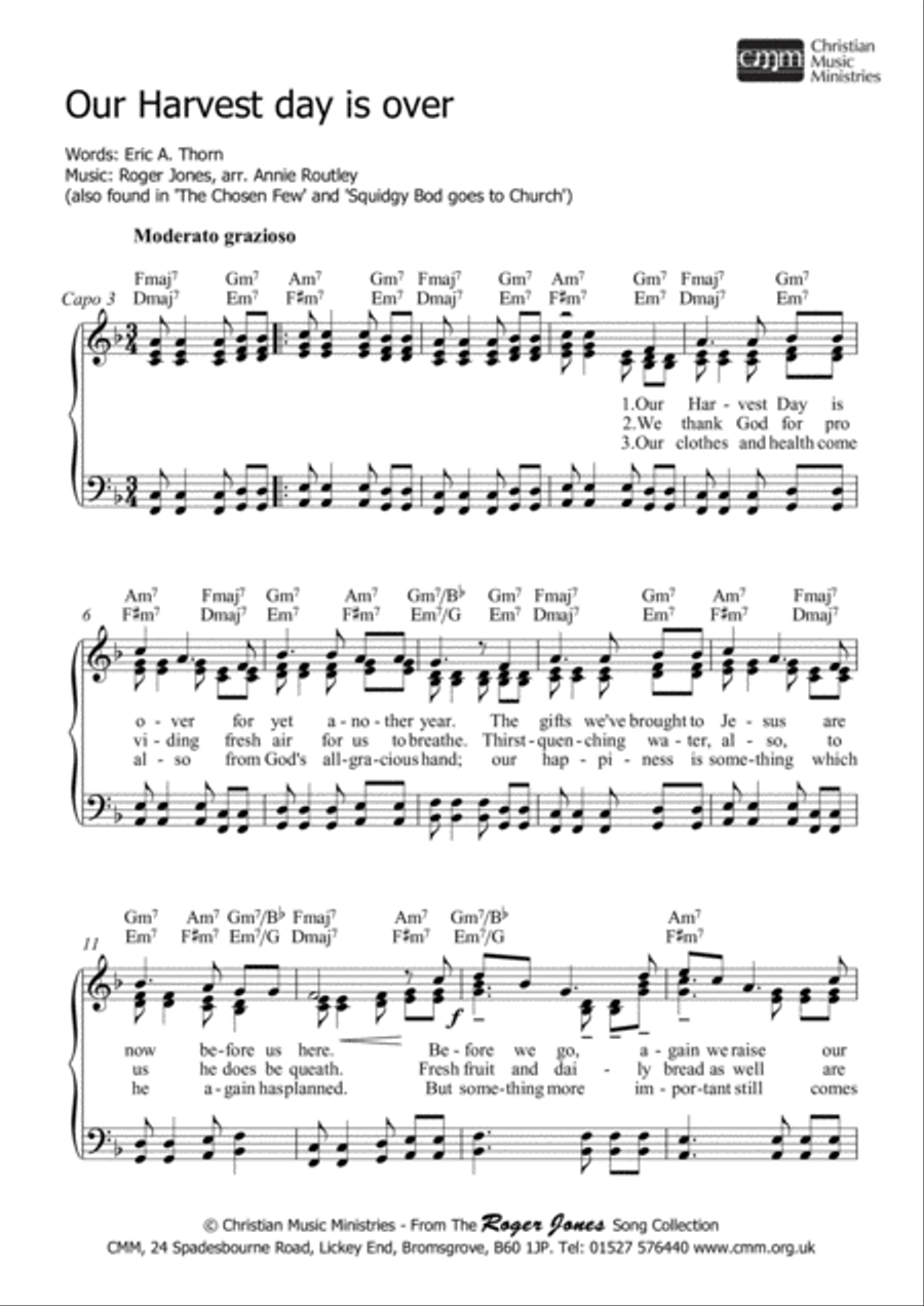 Our Harvest day is over Our Harvest day is over Piano, Vocal, Guitar scores gallery preview page 2