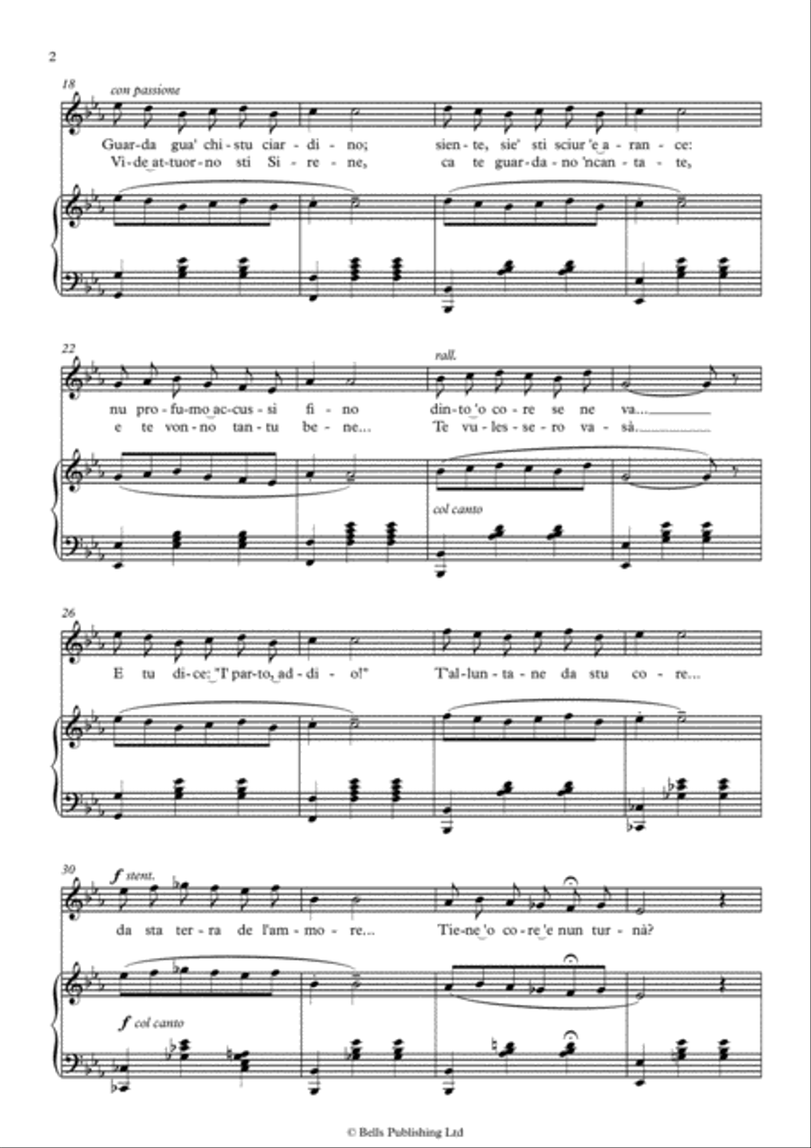 Torna a Surriento (E-flat Major) Voice Solo scores gallery preview page 2