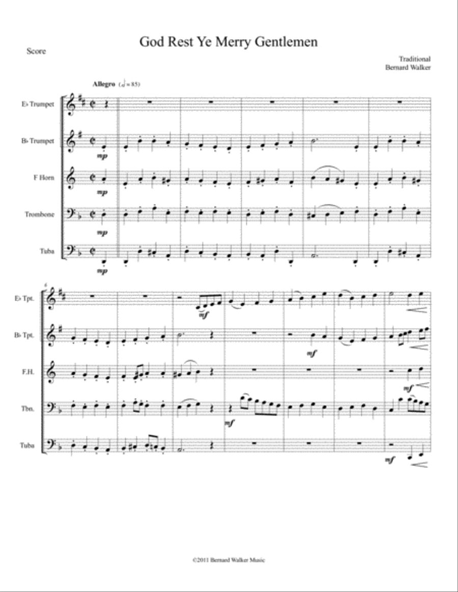God Rest Ye Merry Gentlemen Brass Ensemble scores gallery preview page 1