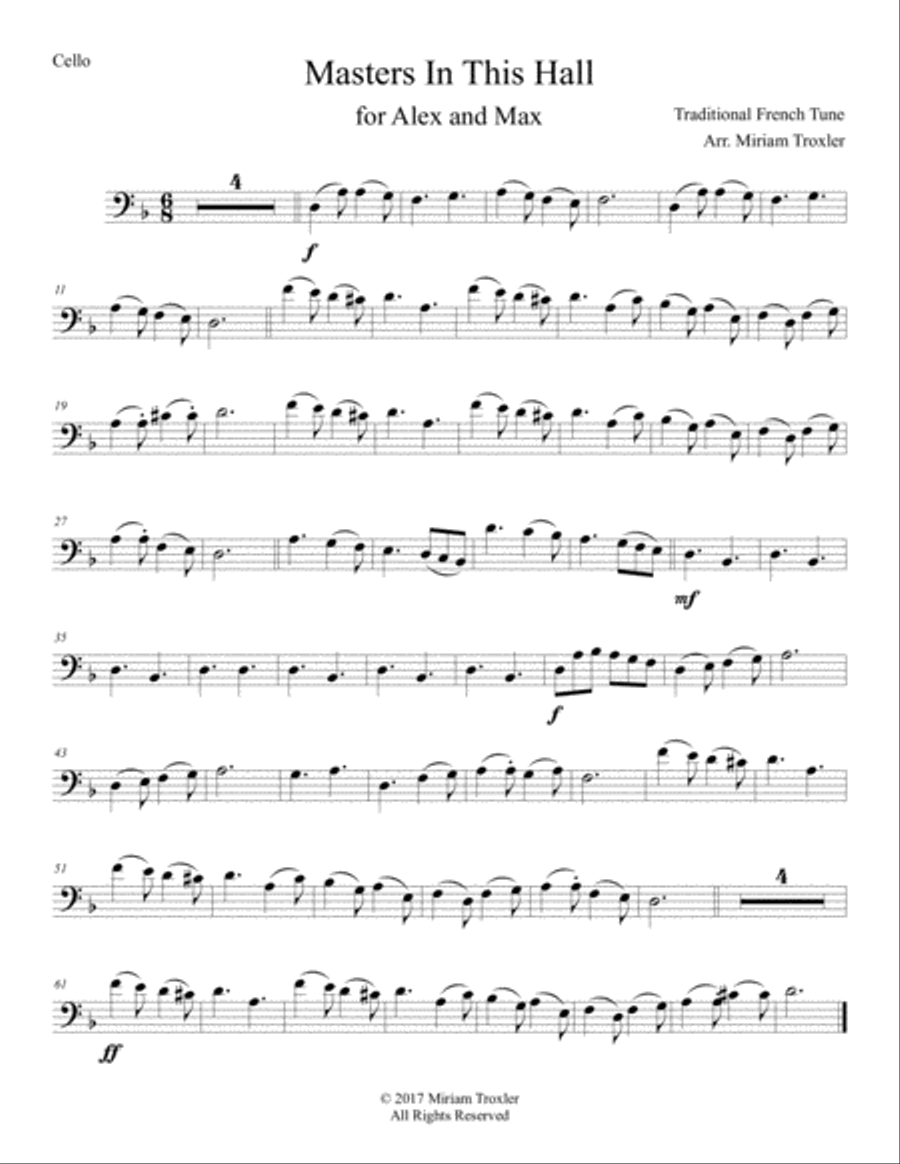 Masters In This Hall for Cello and Piano Piano scores gallery preview page 2