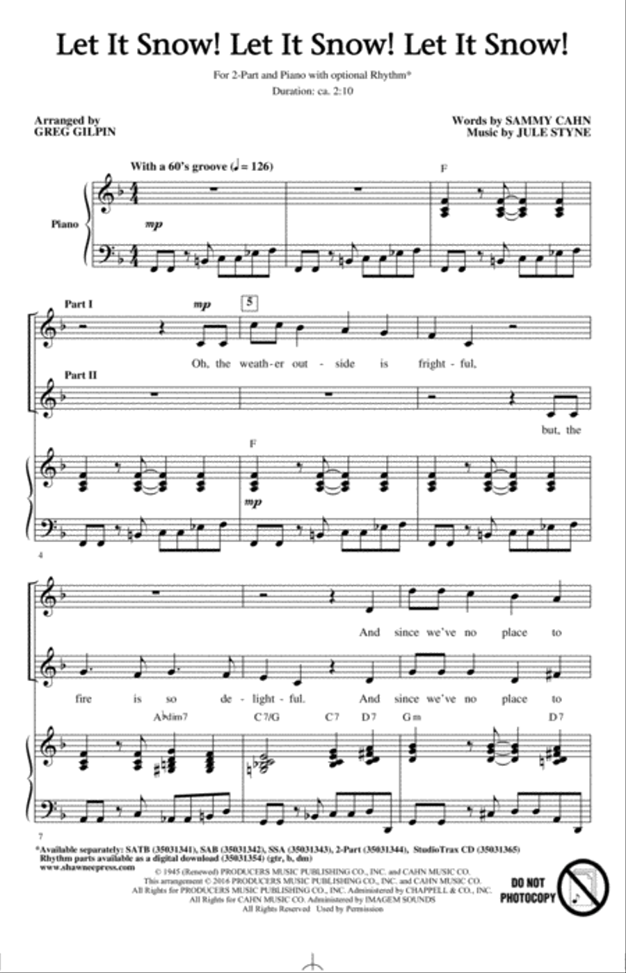 Let It Snow! Let It Snow! Let It Snow! (arr. Greg Gilpin) 2-Part scores gallery preview page 1