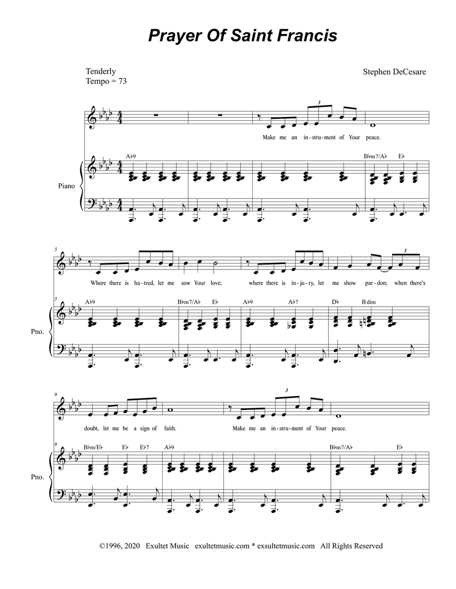 Prayer Of Saint Francis (Vocal solo) Piano, Vocal scores gallery preview page 1