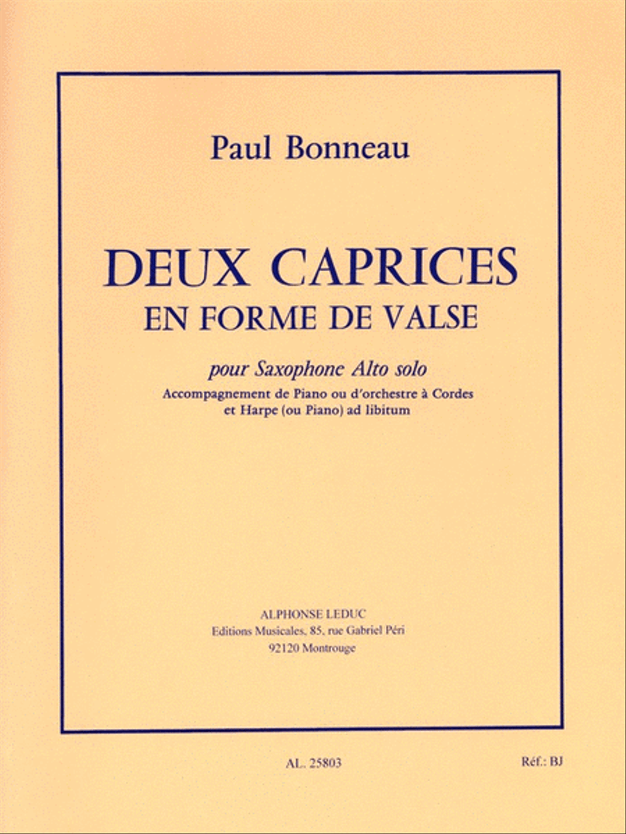 Two Caprices In The Style Of A Waltz, For Alto Saxophone And Piano Alto Saxophone scores gallery preview page 1