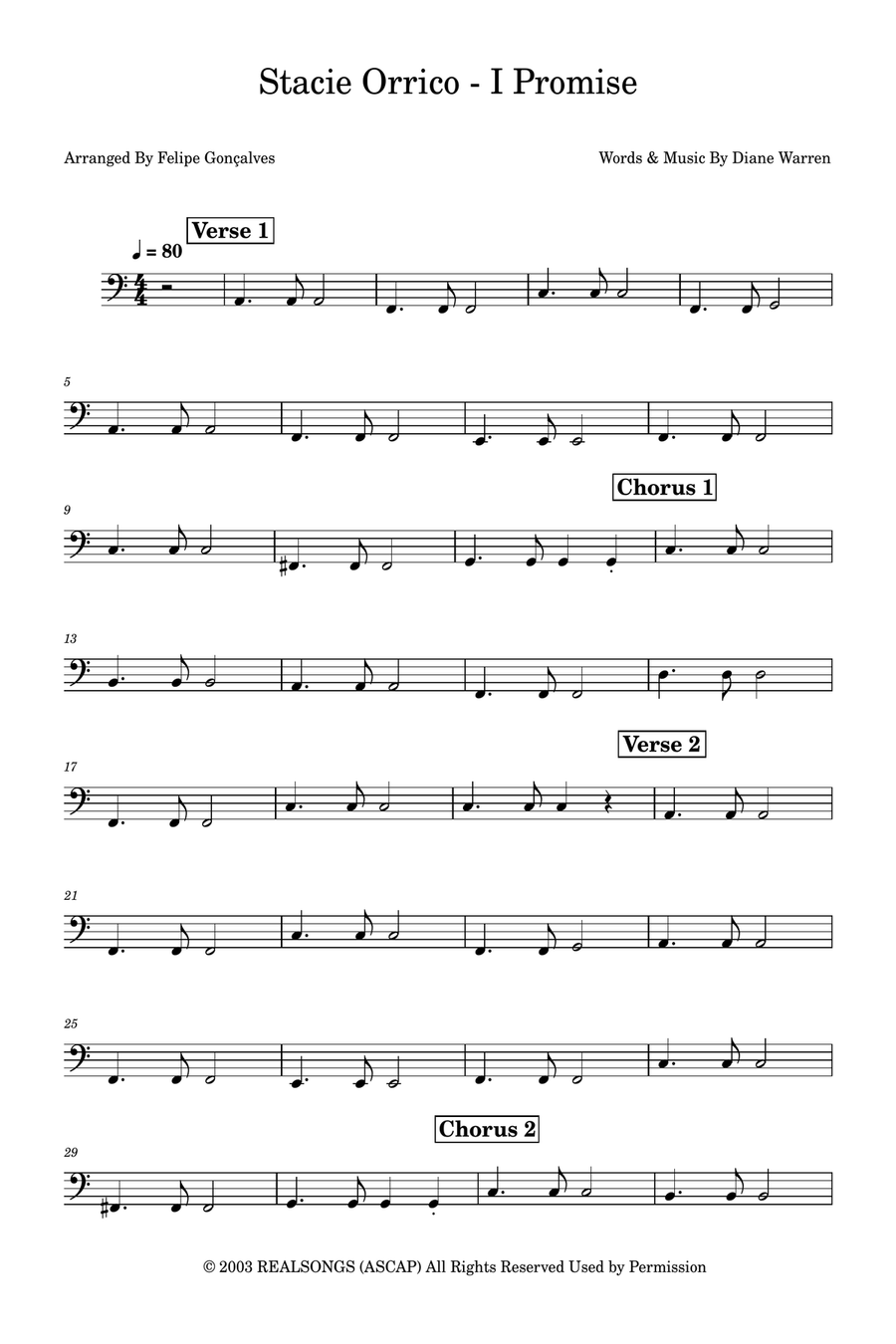 I Promise Bass Guitar scores gallery preview page 1