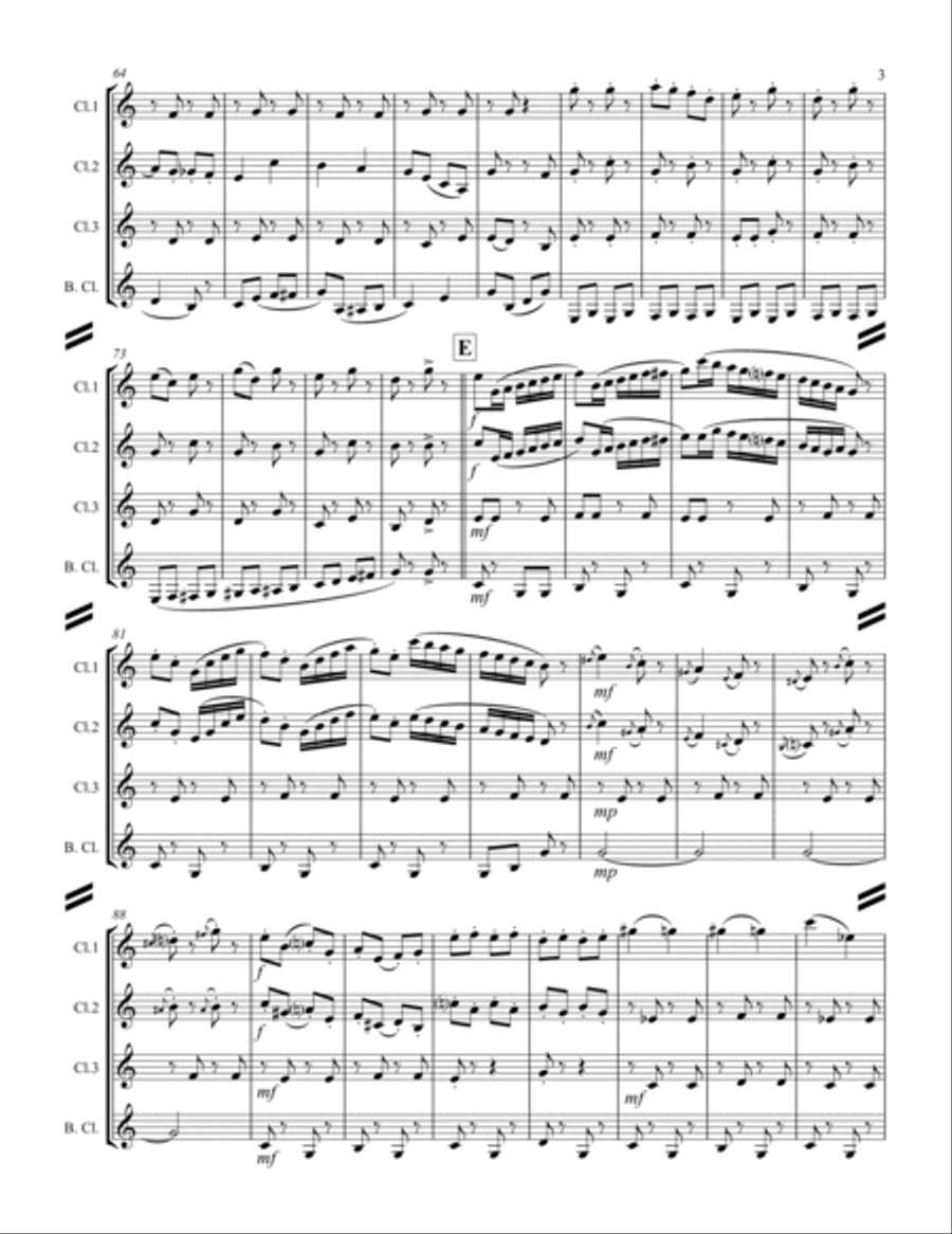 Strauss II - Perpetual Motion (for Clarinet Quartet) Clarinet Quartet scores gallery preview page 4