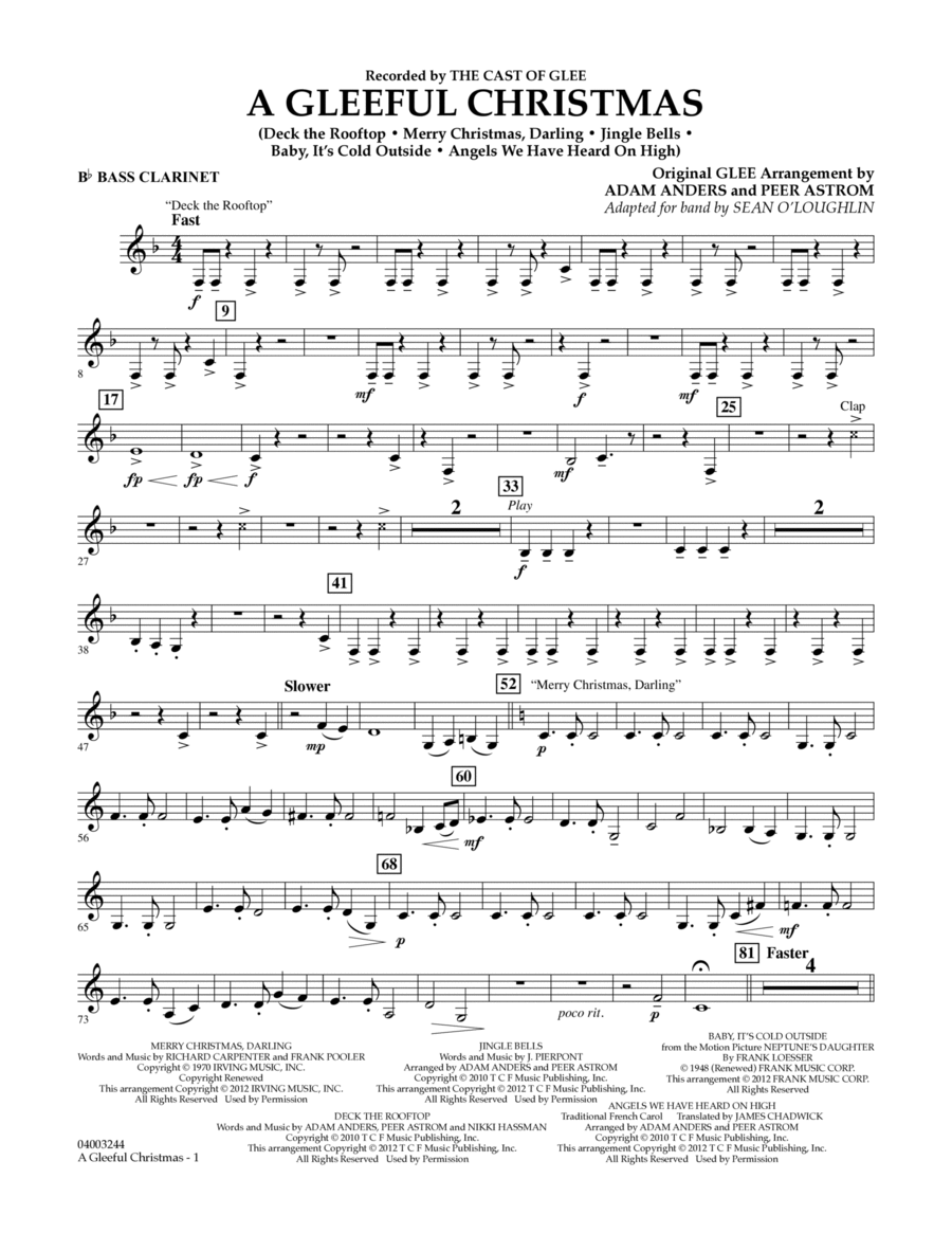 A Gleeful Christmas - Bb Bass Clarinet Concert Band scores gallery preview page 1