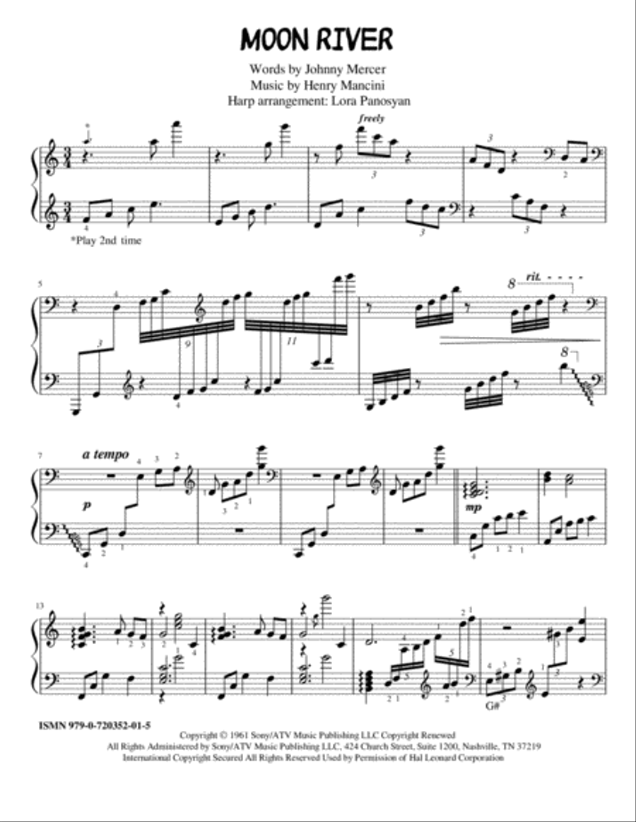 Moon River Harp scores gallery preview page 1