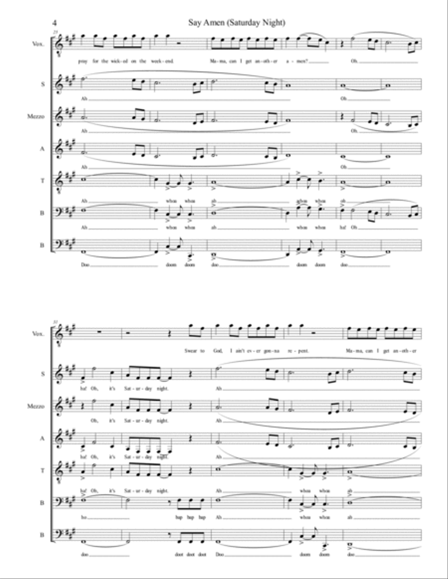 Say Amen (saturday Night) Divisi scores gallery preview page 4