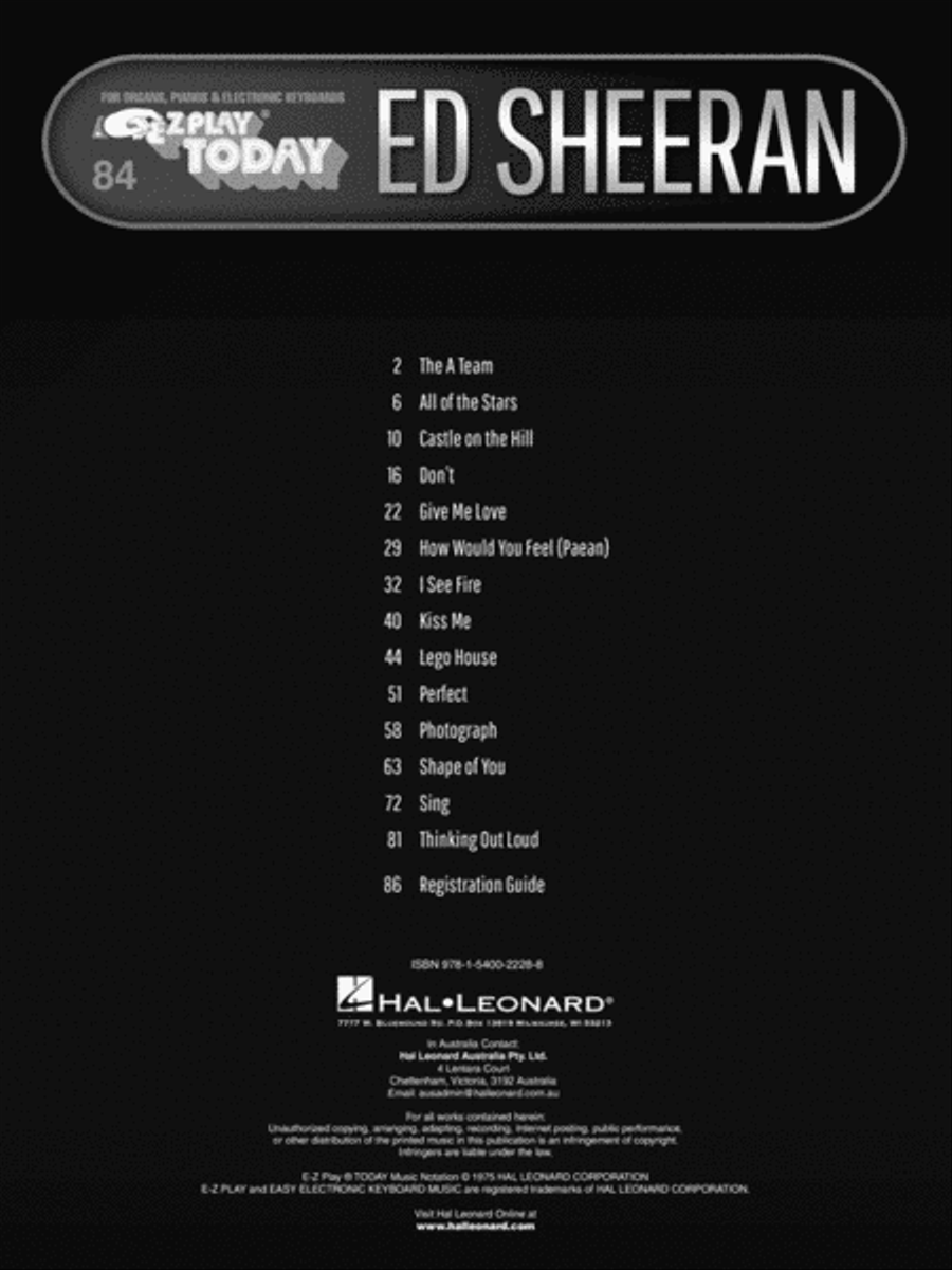 Ed Sheeran Electronic Keyboard scores gallery preview page 2