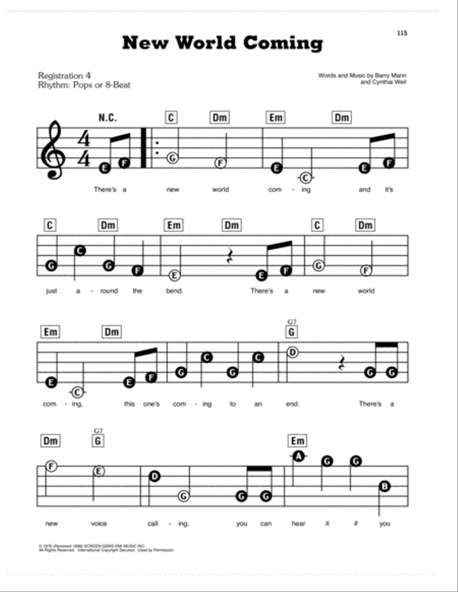 New World Coming Electronic Keyboard scores gallery preview page 1