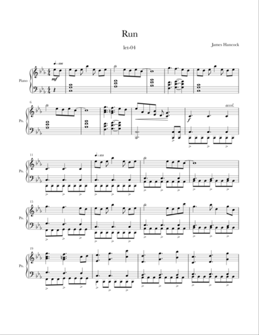 Run Piano Solo scores gallery preview page 1