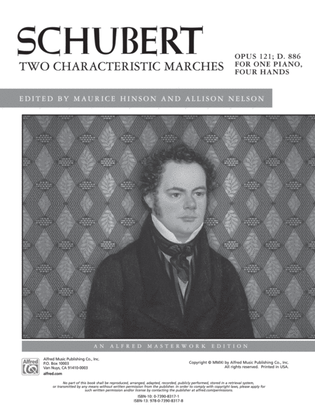 Book cover for Schubert: Two Characteristic Marches, Opus 121, D. 886 - Piano Duet (1 Piano, 4 Hands)