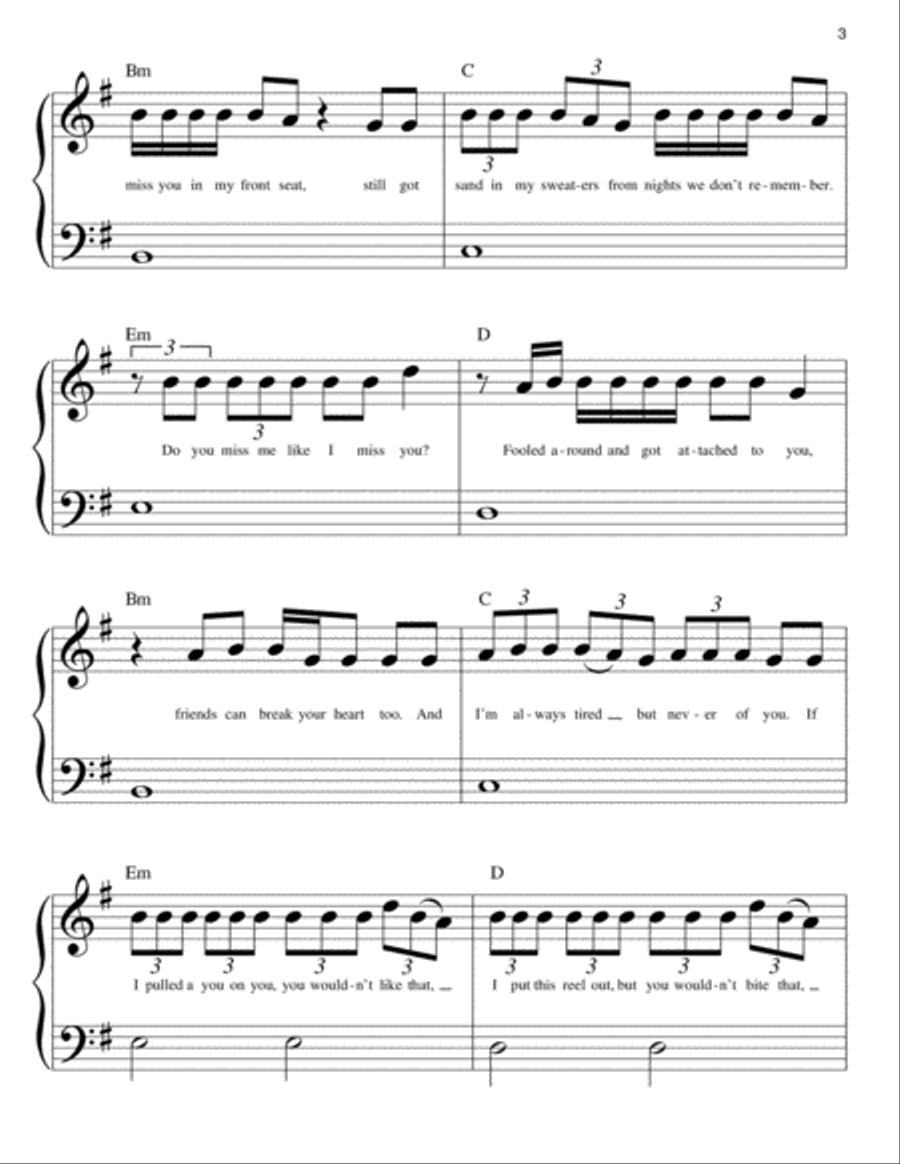 I Hate U, I Love U Easy Piano scores gallery preview page 3