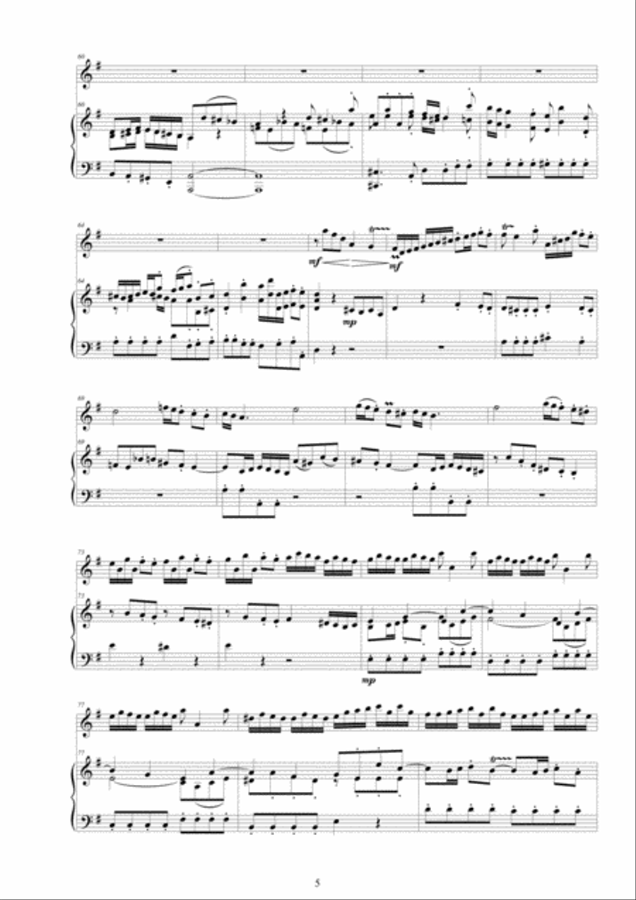 Pergolesi - Flute Concerto in G major for Flute and Cembalo (or Piano) Pergolesi - Flute Concerto in G major for Flute and Cembalo (or Piano) Flute scores gallery preview page 5