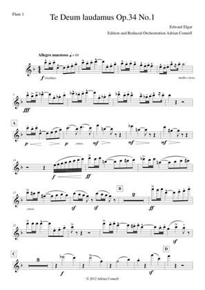Elgar - Te Deum - Reduced Orchestration - Flute 1