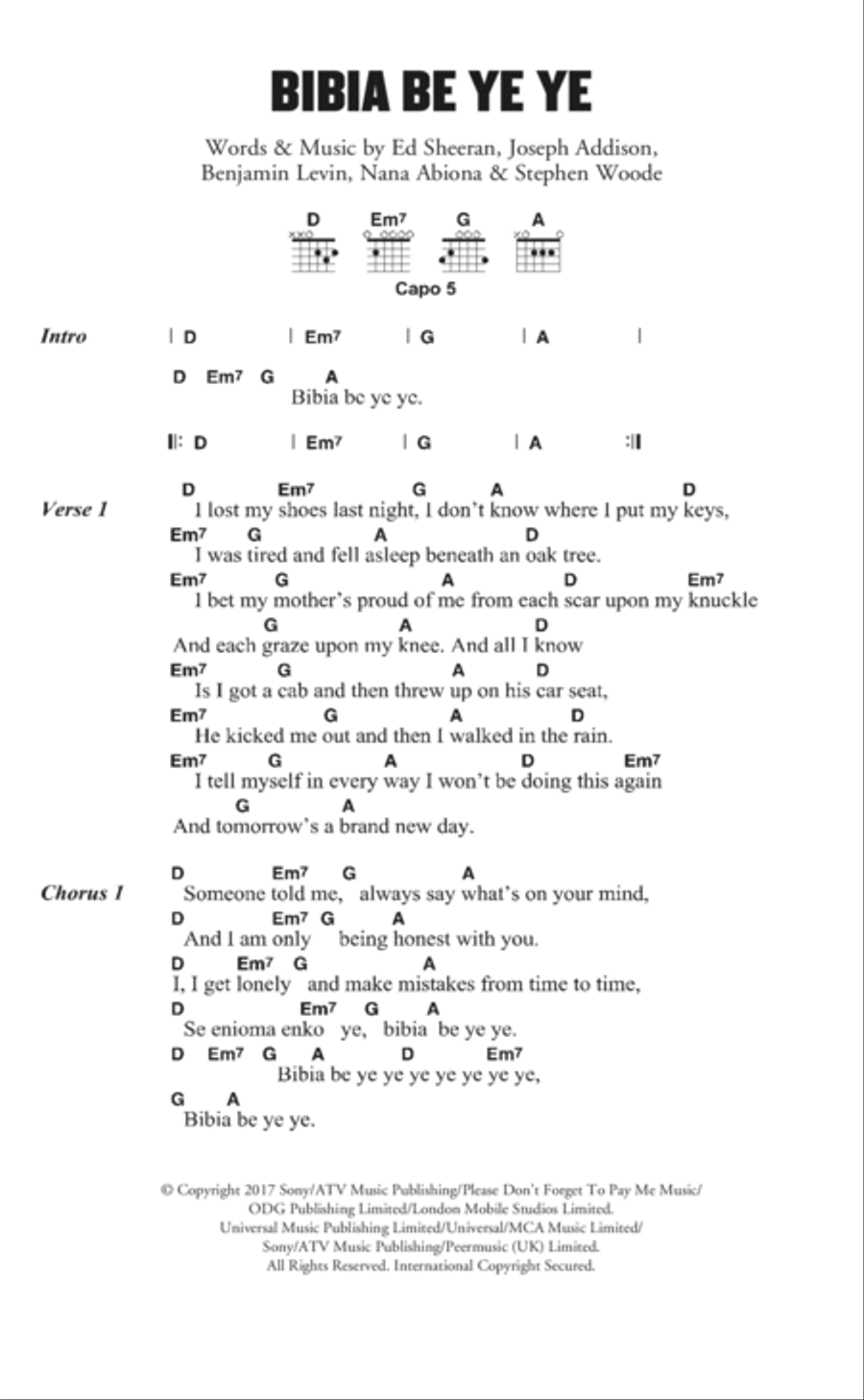 Bibia Be Ye Ye Bibia Be Ye Ye Acoustic Guitar scores gallery preview page 1