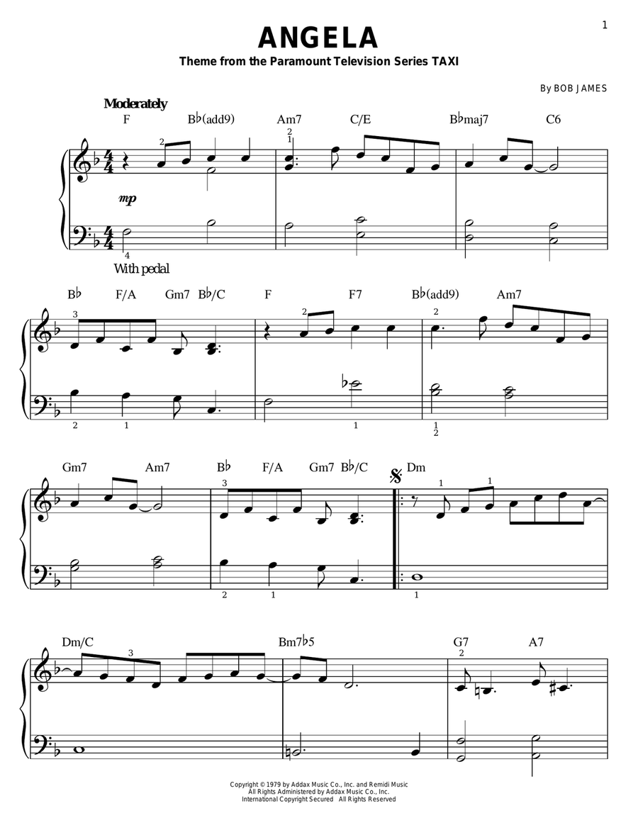 Angela Angela Easy Piano scores gallery preview page 1
