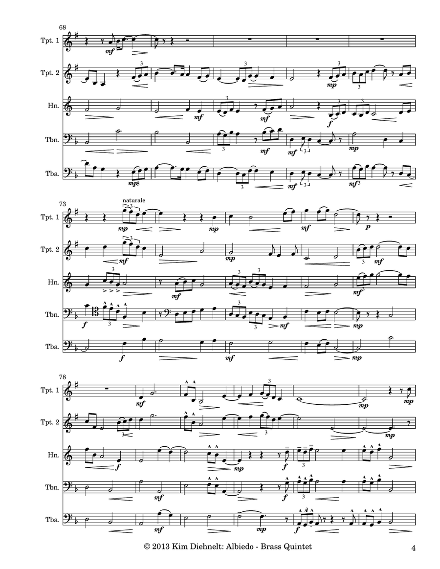 Diehnelt: Albiedo for brass quintet Brass Quintet scores gallery preview page 5