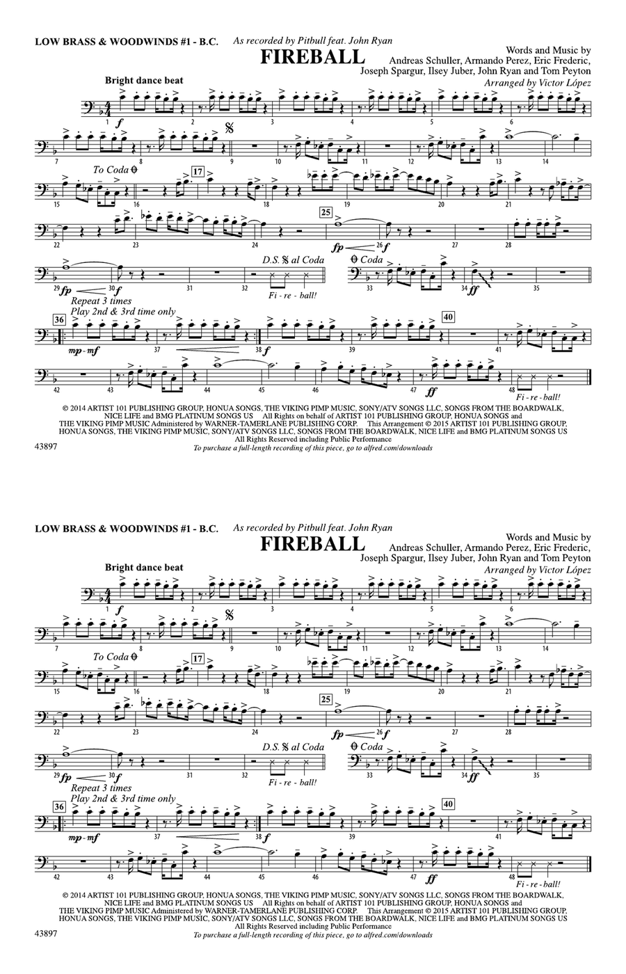 Fireball: Low Brass & Woodwinds #1 - Bass Clef