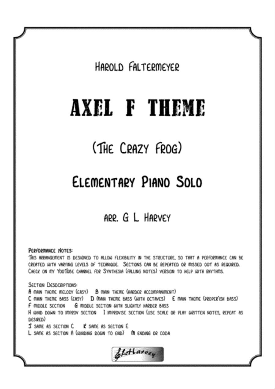 Axel F Piano Method scores gallery preview page 1