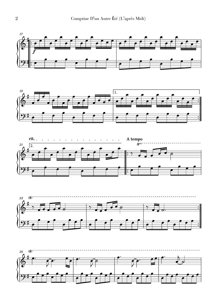 Comptine D'un Autre Été: L'après-midi Piano Solo scores gallery preview page 2