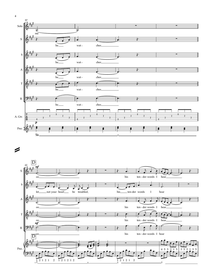 His Eye Is On The Sparrow 4-Part scores gallery preview page 4