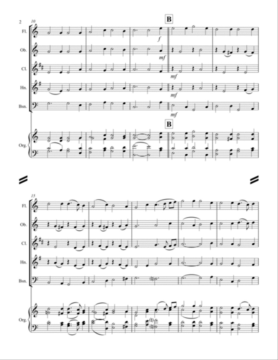 Breden Väg För Herran (Prepare the Royal Highway) (for Woodwind Quintet & optional Organ) Woodwind Quintet scores gallery preview page 3