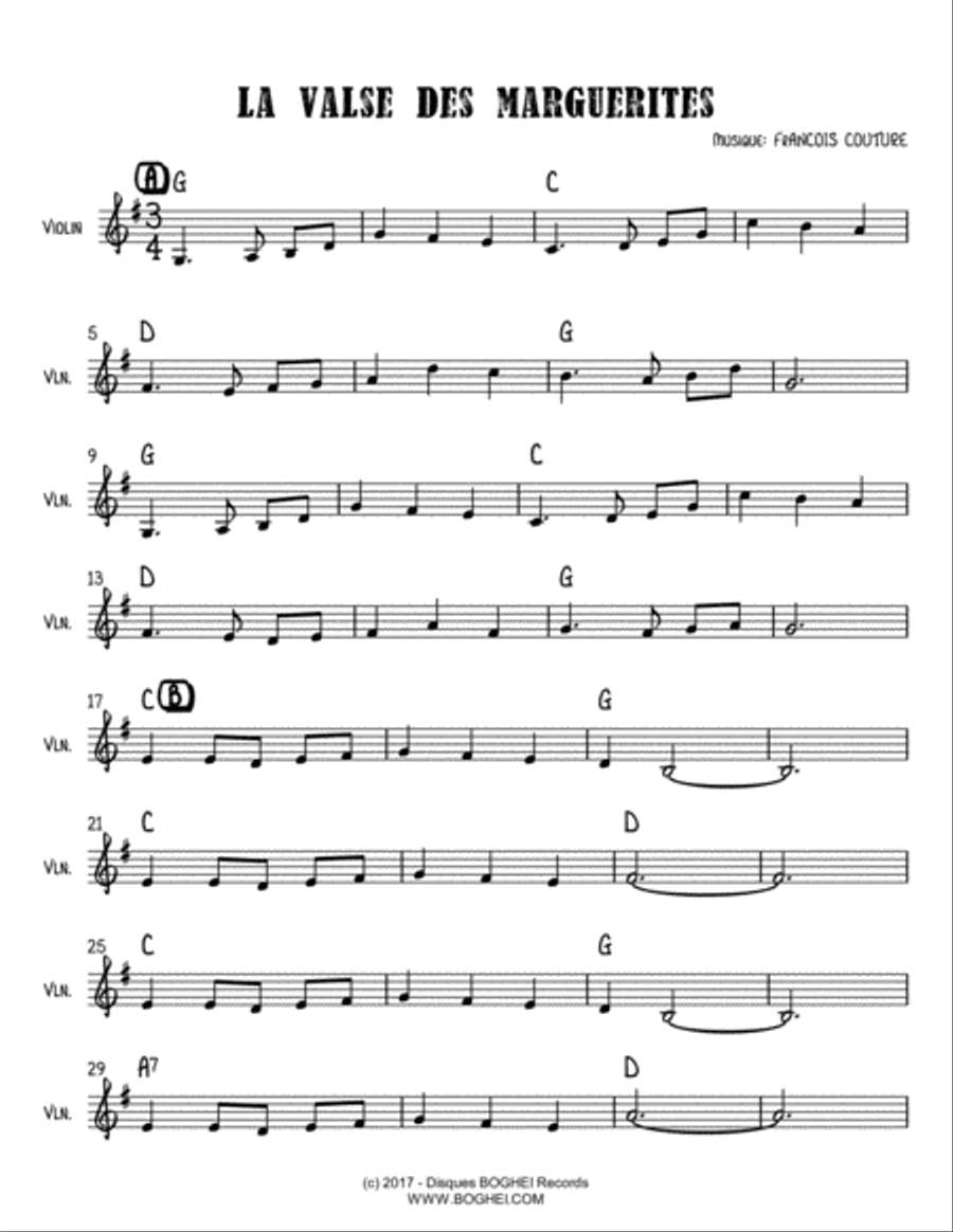 LA VALSE DES MARGUERITES Violin Solo scores gallery preview page 1