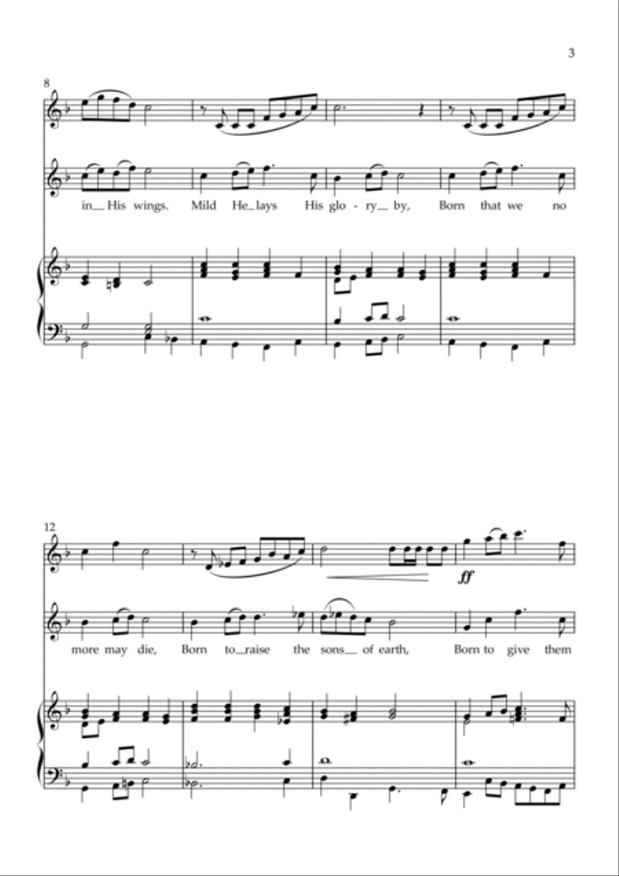 Hark! the Herald Angels Sing, (descant verse with trumpet & organ) Trumpet Duet scores gallery preview page 3