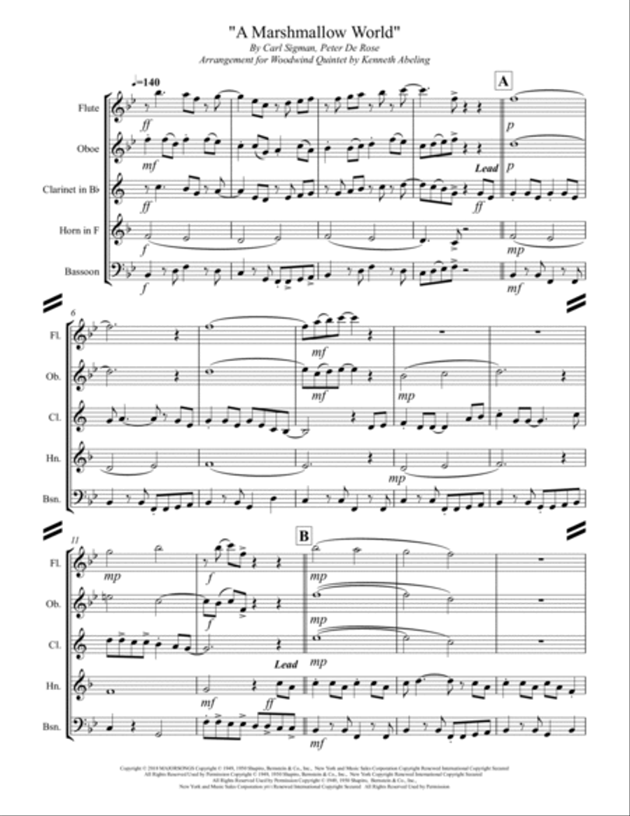 A Marshmallow World Woodwind Quintet scores gallery preview page 2