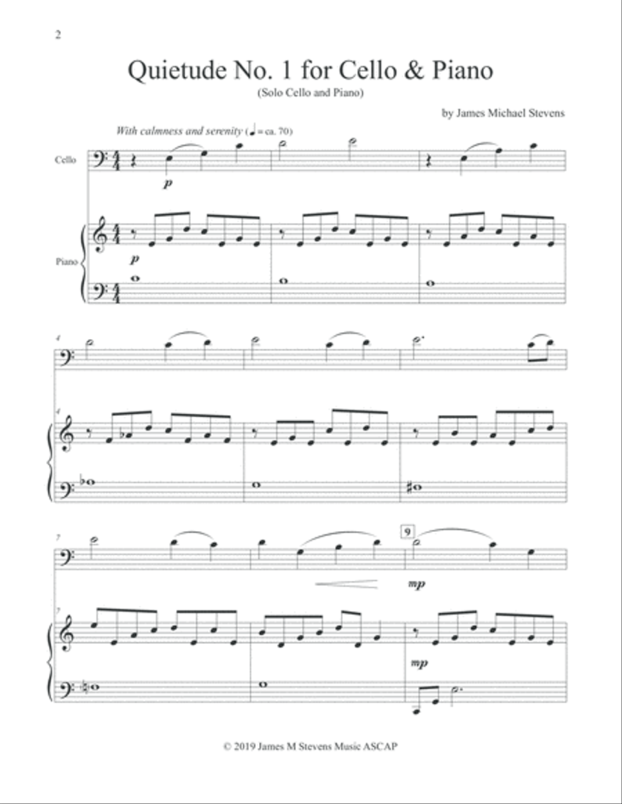 Quietude No. 1 - Cello & Piano Piano scores gallery preview page 2