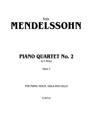 Book cover for Mendelssohn: Piano Quartet No. 2 in F Minor, Op. 2