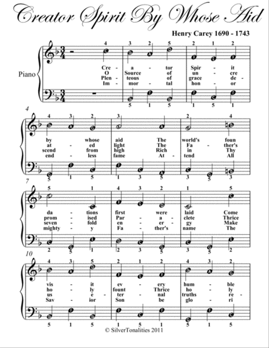 Creator Spirit By Whose Aid Easy Piano Sheet Music Easy Piano scores gallery preview page 2