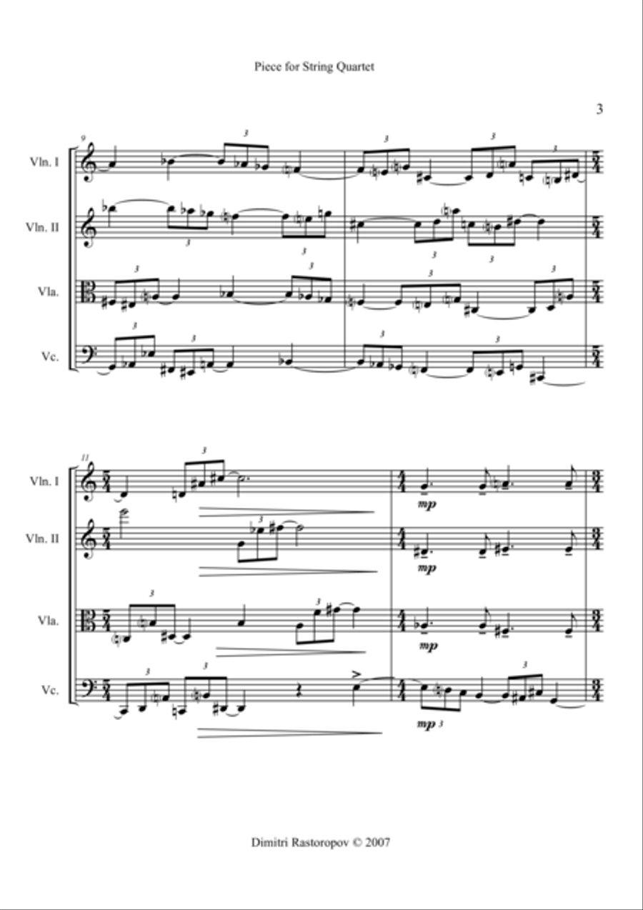 Piece for String Quartet String Quartet scores gallery preview page 3