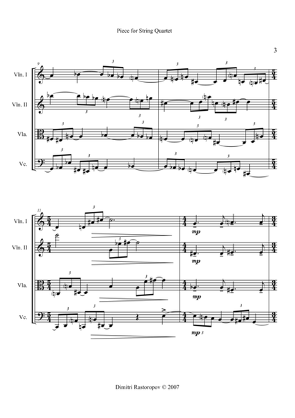 Piece for String Quartet String Quartet - Digital Sheet Music