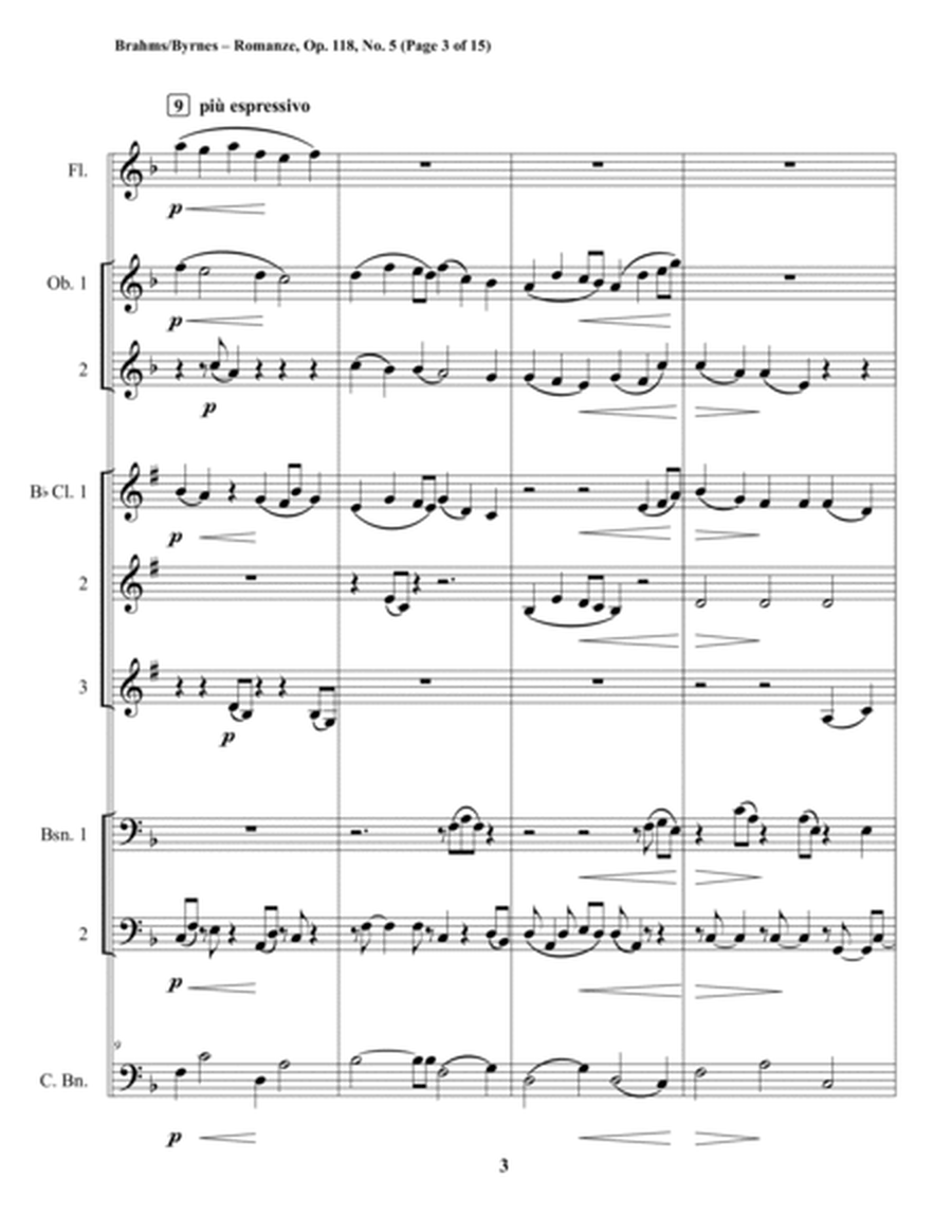 Johannes Brahms – Romanze, Op. 118, No. 5 (Woodwind Nonet) image number null