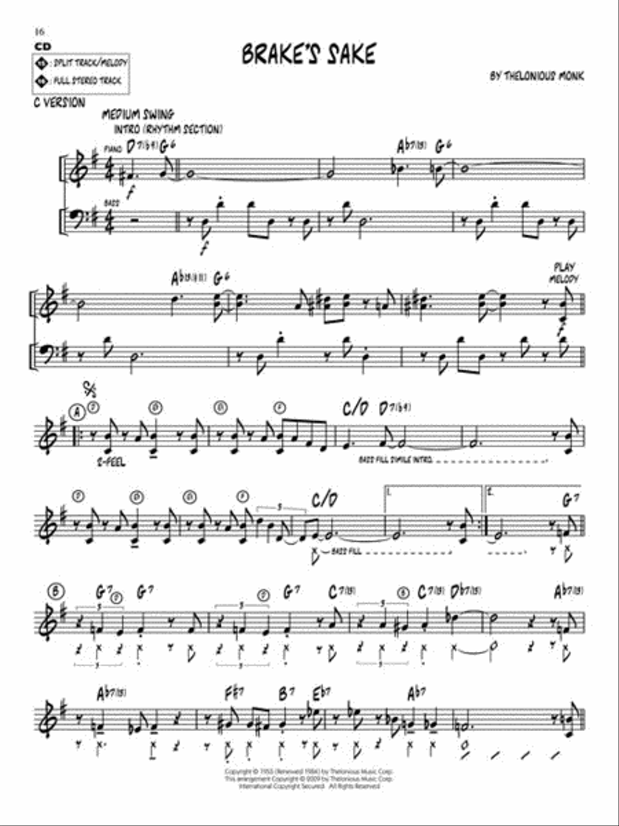 Thelonious Monk Classics C Instrument scores gallery preview page 6