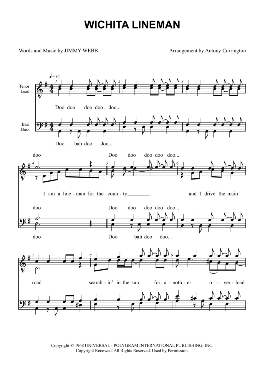 Wichita Lineman Wichita Lineman TTBB scores gallery preview page 1