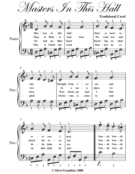 Masters In This Hall Easy Piano Sheet Music