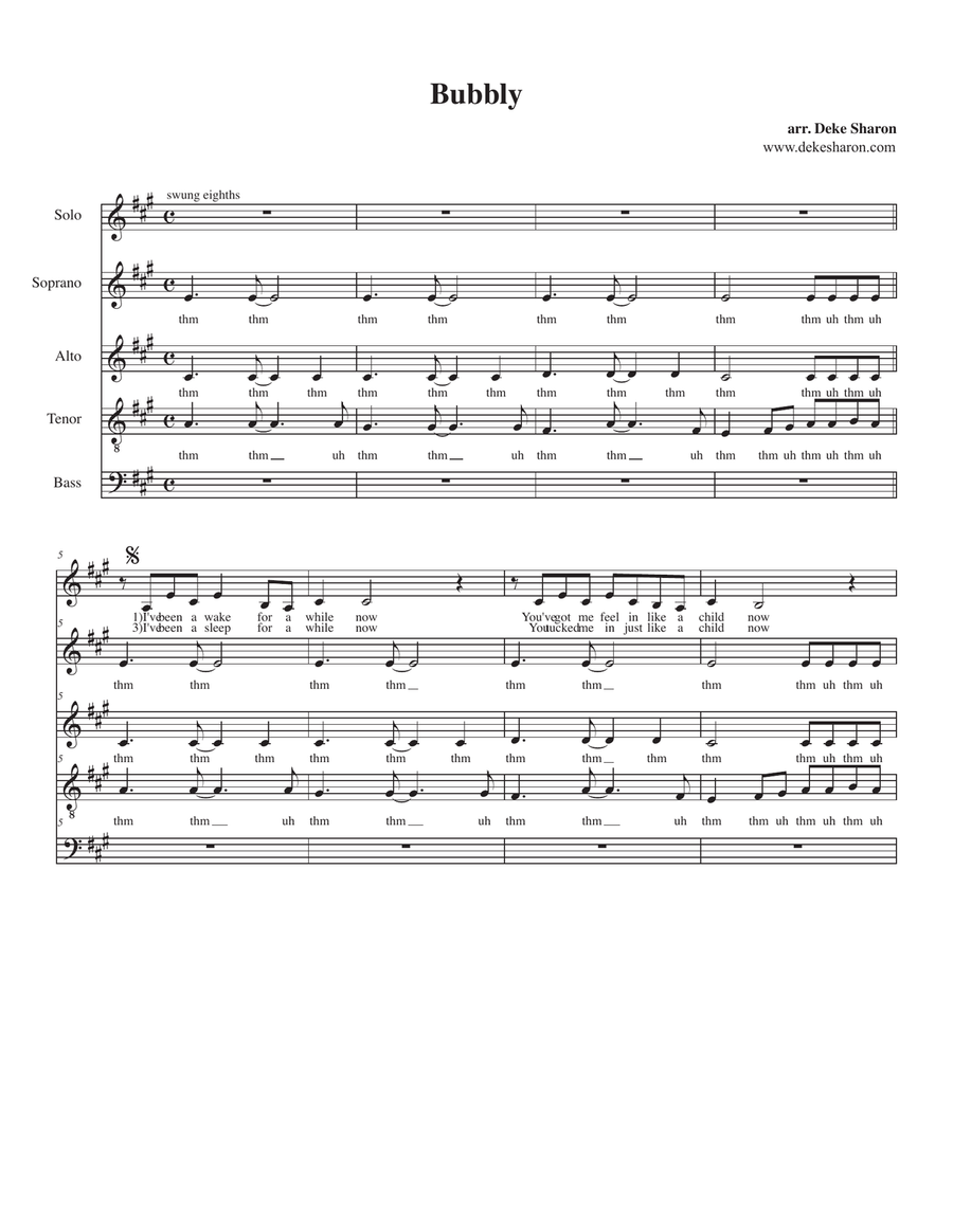 Bubbly Bubbly 4-Part scores gallery preview page 1