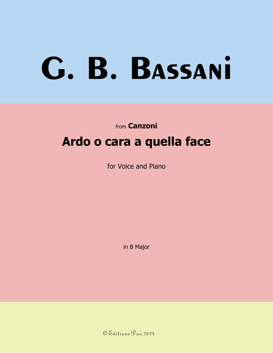 Ardo o cara a quella face, by Bassani, in B Major Voice scores gallery preview page 1
