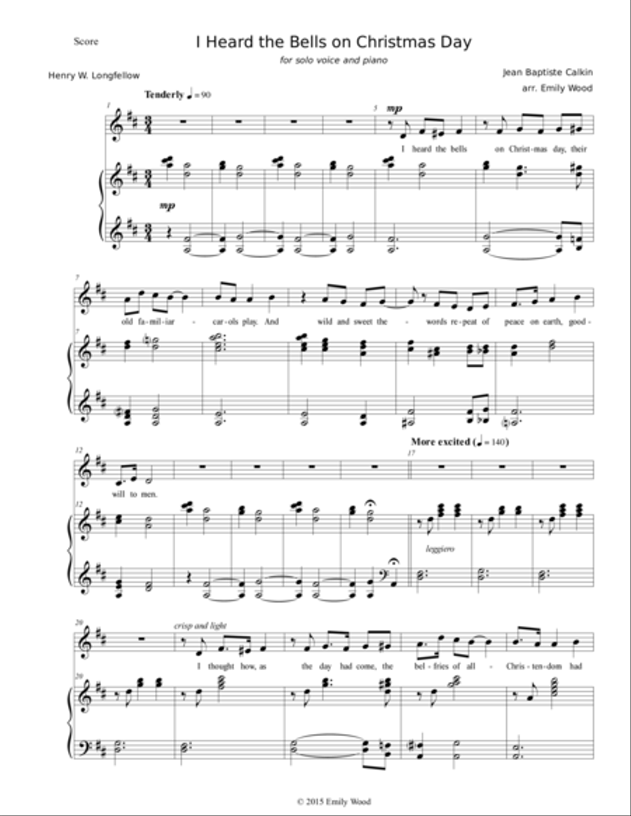 I Heard the Bells on Christmas Day (vocal solo and piano) Voice Solo scores gallery preview page 2