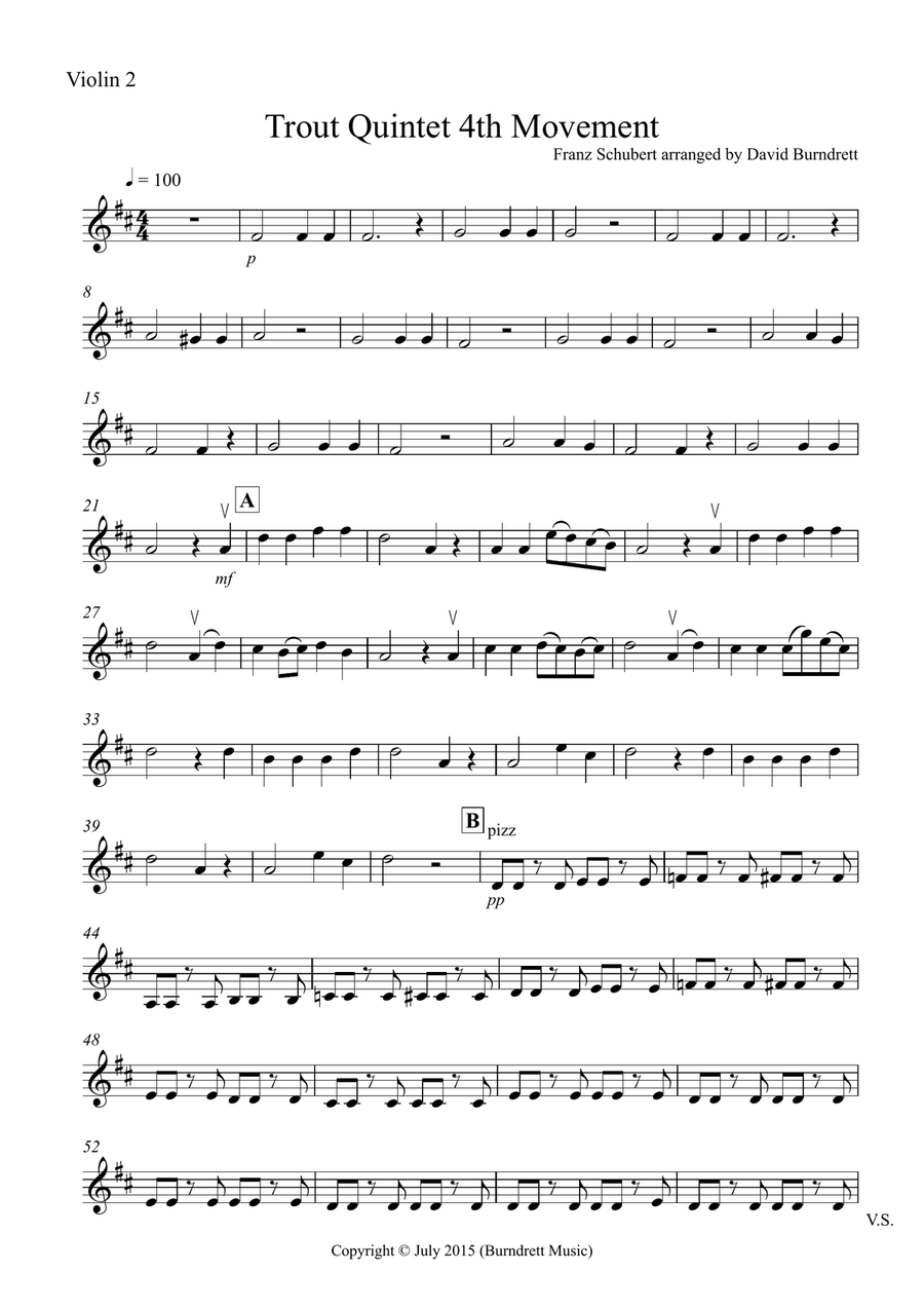 The Trout (4th Movement) for String Quartet String Quartet scores gallery preview page 6