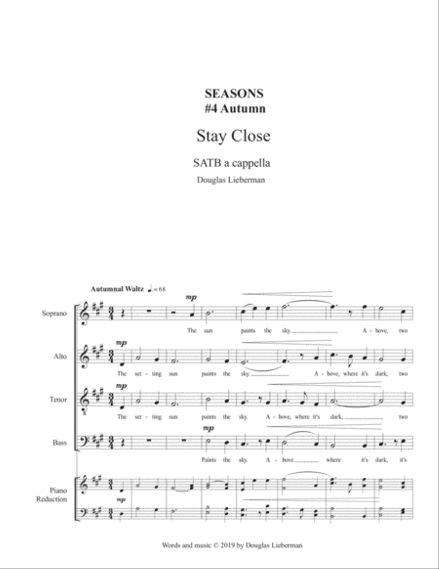 Stay Close - #4 from "Seasons - A Love Story" by Chicago area composer, Douglas Lieberman