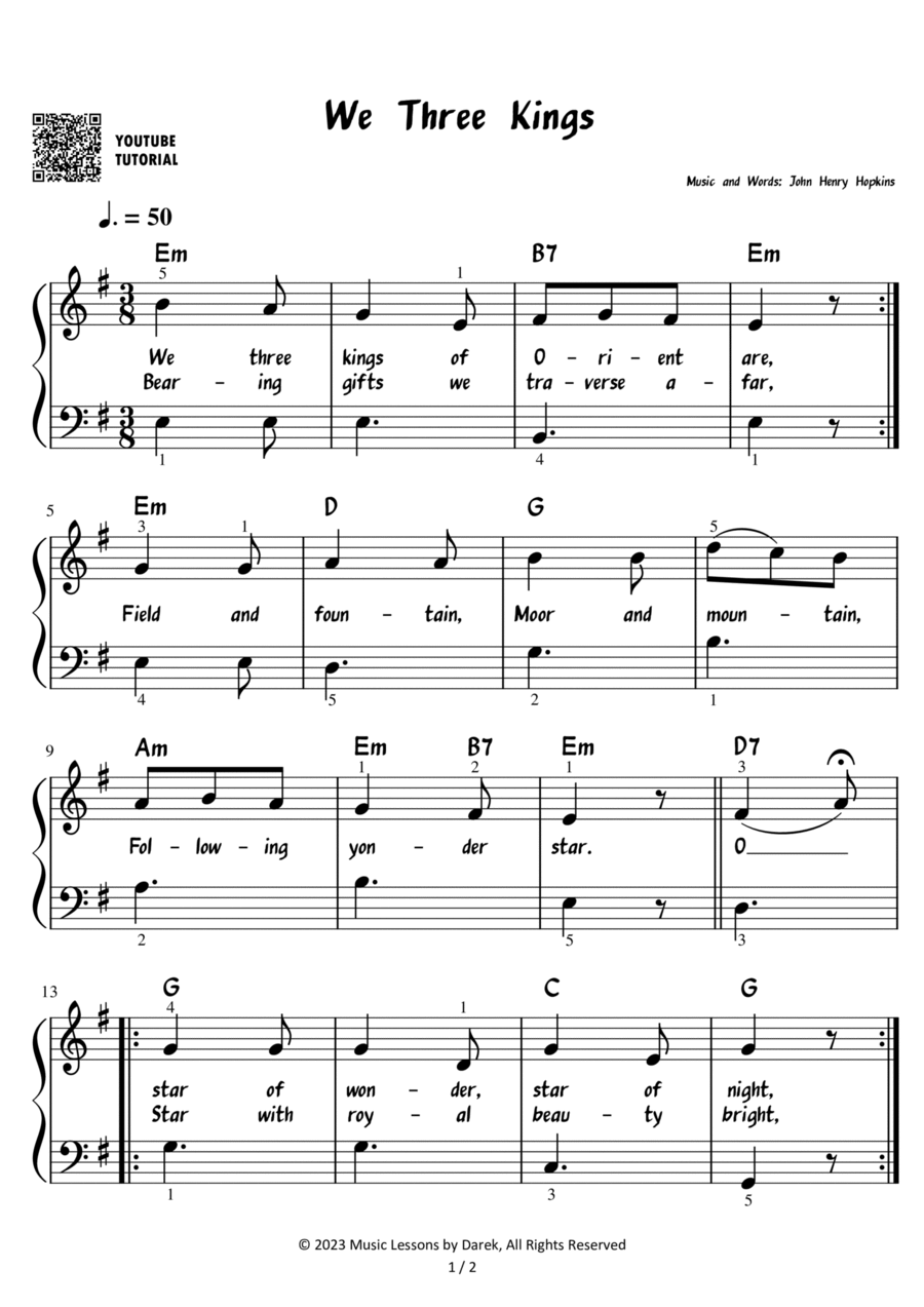 Book cover for We Three Kings - Christmas Carol [EASY PIANO]