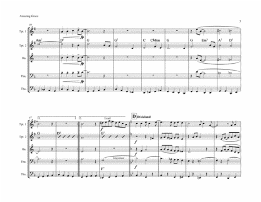 Amazing Grace Brass Ensemble scores gallery preview page 3
