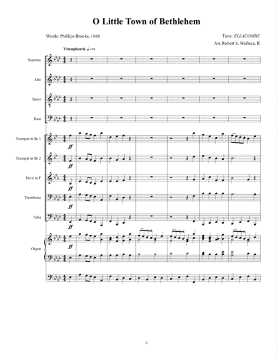 O Little Town of Bethlehem 4-Part scores gallery preview page 1