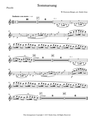 Sommarsang (Summer Song) for Concert Band (Parts)