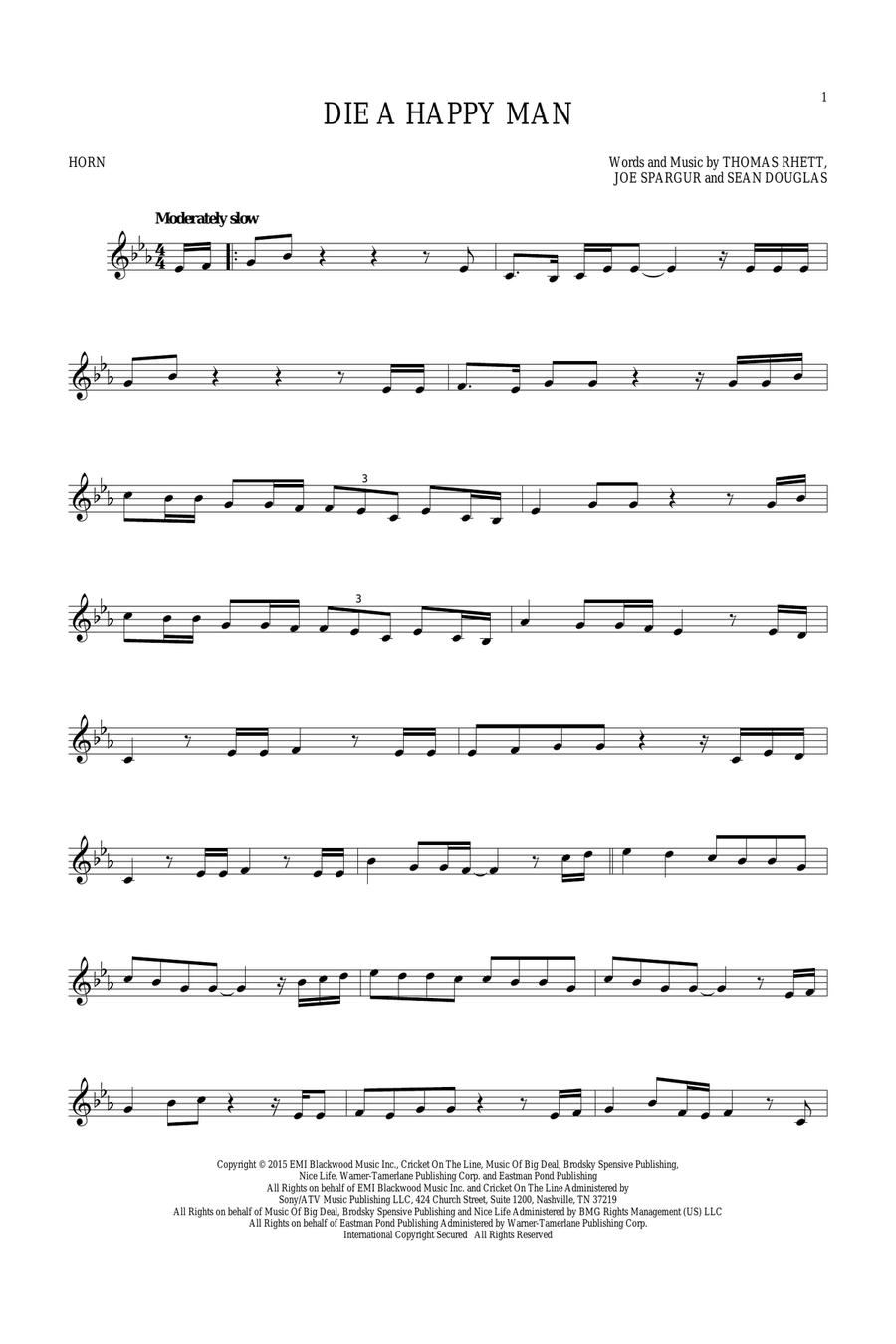 Die A Happy Man Die A Happy Man Horn Solo scores gallery preview page 1