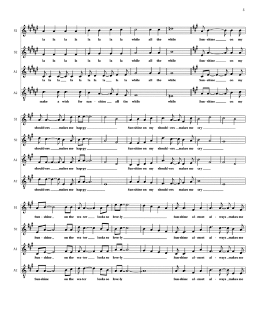 Sunshine On My Shoulders Sunshine On My Shoulders 4-Part scores gallery preview page 5